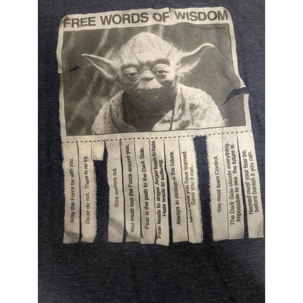 Star Wars Mens XL Blue Yoda Words Of Wisdom Graphic T Shirt Lucasfilm Tee - Picture 2 of 6